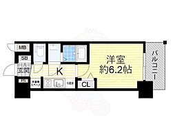 プレサンス難波インフィニティ 1Kの間取図画像