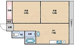 清水マンション 2DKの間取図画像