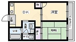 嵜本レジデンス難波南2 2DKの間取図画像