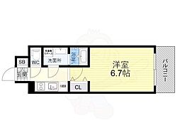 QuintetNAMBA 1Kの間取図画像