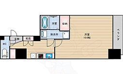 アフルエンス難波 1Kの間取図画像