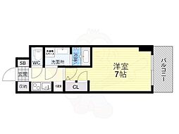 S-RESIDENCENambaDaikokuchoDeux 1Kの間取図画像