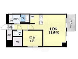 リーガランド難波南 1LDKの間取図画像