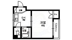ビジタル浪速パート6 1DKの間取図画像