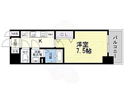 ファステート難波WESTディオン 1Kの間取図画像