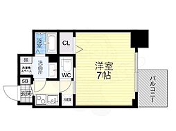 S-RESIDENCENambaDaikokuchoDeux 1Kの間取図画像