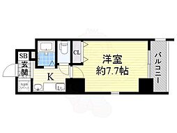 ラ・ドゥセール難波東 1Kの間取図画像