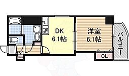 グランデージ難波西 1DKの間取図画像