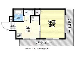 エクセル難波 1DKの間取図画像