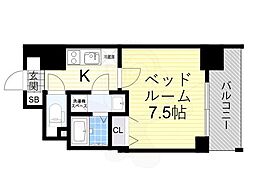 エグゼ難波南6 1Kの間取図画像