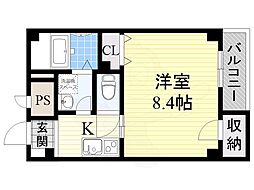 難波千日前OEMマンション 1Kの間取図画像