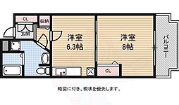 シャトードルチェ2 1DKの間取図画像
