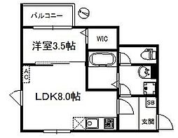 福岡市地下鉄空港線 西新駅 徒歩7分の賃貸アパート 1階1LDKの間取り