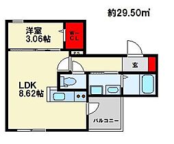 福岡市博多区元町1丁目マンション 1LDKの間取図画像