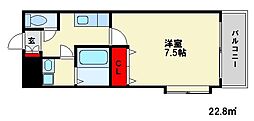クリスタルビル 1Kの間取図画像
