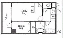 YMP駅南 1LDKの間取図画像
