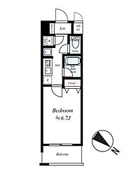 ピュアドームエクサイト博多 1Kの間取図画像