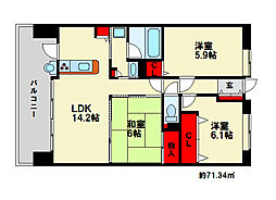 アンピール南福岡駅 3LDKの間取図画像