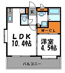 クリエート薬院 1LDKの間取図画像