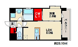 NESTPIA六本松 1LDKの間取図画像