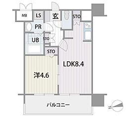 アルティザ博多プレミア 1LDKの間取図画像