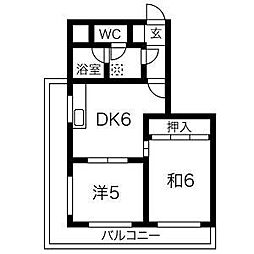 ダイアパレス天神東 2DKの間取図画像