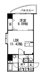 リベラいわき 1LDKの間取図画像