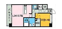 博多プレイス 1LDKの間取図画像