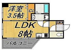 リバティ神屋 1LDKの間取図画像