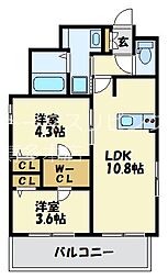 ラクラス呉服町 2LDKの間取図画像