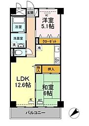 モニュメントスクウェア 弐番館 2階2LDKの間取り