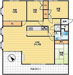 ヴェルデ山王 2階4LDKの間取り