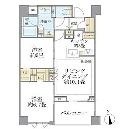 Brillia目黒大橋 7階2LDKの間取り