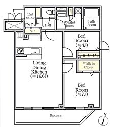 CREALpremier西馬込 2階2LDKの間取り