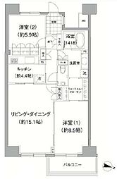 アビティ目黒 6階2LDKの間取り