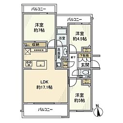 バースシティ大田中央 2階3LDKの間取り