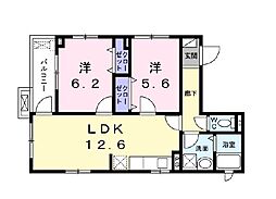 ソレイユ深沢 3階2LDKの間取り