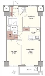 ベラカーサ広尾 1階2LDKの間取り