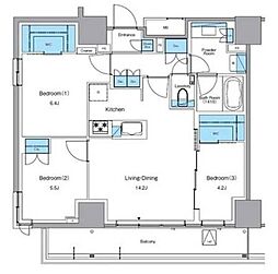 ルフォンプログレ渋谷ヒルトップ 15階3LDKの間取り