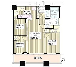 芝浦アイランド ケープタワー 35階3LDKの間取り