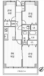 東雪谷マンション 4階3LDKの間取り