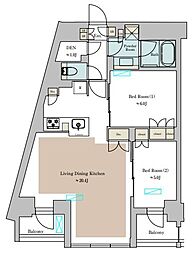Brillia ist 池尻大橋 3階2LDKの間取り