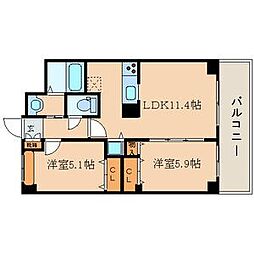 ガーデンコート碑文谷 4階2LDKの間取り