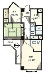 ディアハイム北品川 4階3LDKの間取り