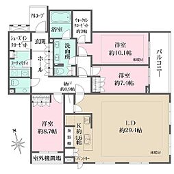 代々木パークハウスPRIME HILLS 4階3LDKの間取り