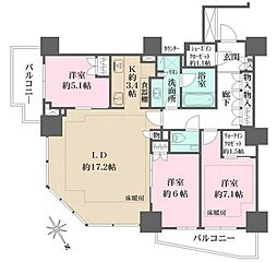 ザ・パークハウス三田ガーデン タワー棟 3階3LDKの間取り