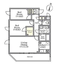 CREALpremier西馬込 2階2LDKの間取り