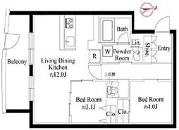 ルネサンスコート目黒南 1階2LDKの間取り