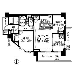 ザ・パークハウス西馬込 5階3LDKの間取り