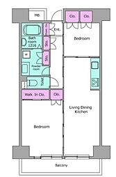 レジディア芝浦 9階2LDKの間取り